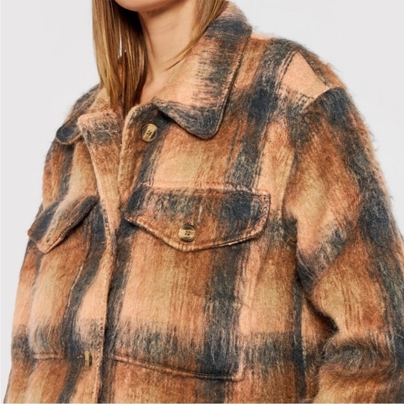 AE American Eagle Outfitters Brushed Plaid Oversized Shacket | Size XXL 2X Plus - Picture 5 of 13